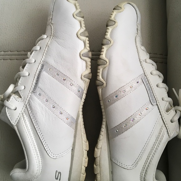 white skechers with rhinestones